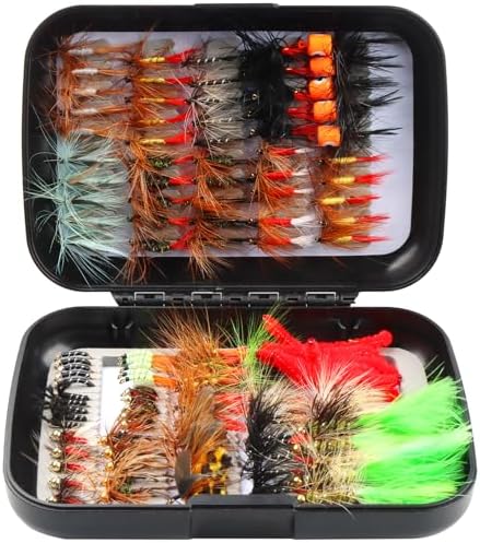 Fly Fishing Flies 125pcs Lures Bait Trout Bass Dry Nymphs Wooly Bugger Tenkara Assortment Kit for Trout Fish Gifts Men by MULESID