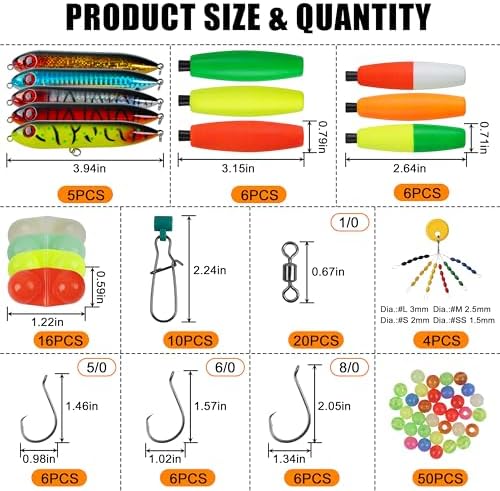 SILANON Catfish Rig Tackle Making Kit, Catfishing Tackle Accessories with Catfish Floats Catfish Hooks Swivels Fishing Rattles Bells Beads Bobber Stoppers Catfishing Gear Equipment - Image 5