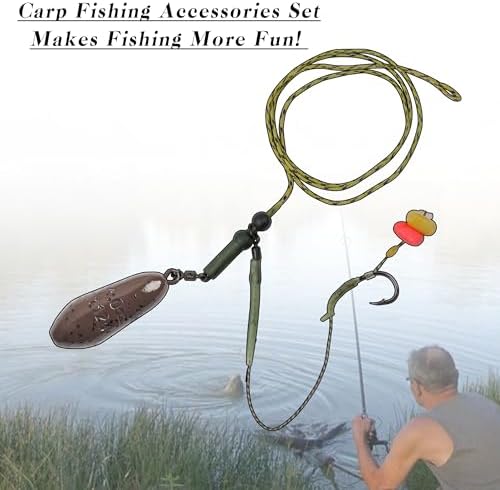 Carp Fishing Hair Rigs Fishing Accessories Set Carp Sinker Weights Bait Rig Set Up Swivels Hooks Corn Bait Leader Rigs for Bass Catfish Fish Tackle Rigs - Image 7