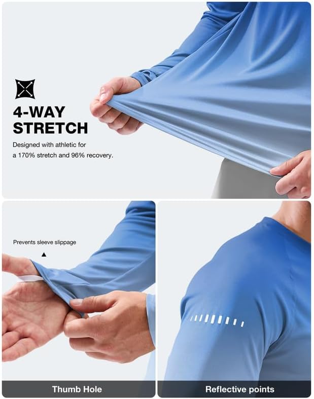 Men's Sun Protection Swim Long Sleeve UPF 50+ Rash Guard Lightweight Shirts - Image 5
