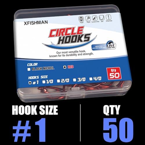 XFISHMAN Circle Hooks - Octopus Hooks Saltwater - 50 Pack #1 12/0 - Image 7