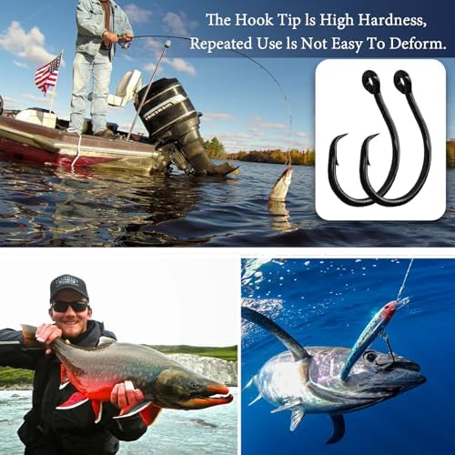 10PCS High-Carbon Steel Circle Hooks Barbed Fishing Hooks with Holes, Freshwater and Saltwater Fishing Hooks for Tuna, Catfish, Bass - Image 5