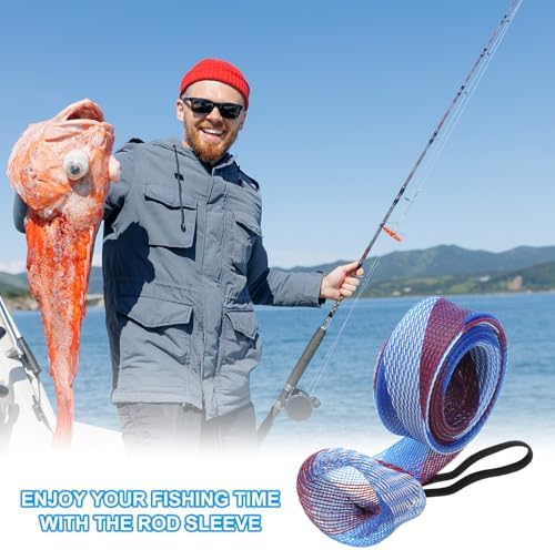 PATIKIL Rod Sock, Fishing Rod Sleeve Cover Braided Mesh Pole Protector Gloves Fishing Tools Pointed End for Spinning Fishing Rod Fly Rod Ice Rod Casting Rod - Image 7