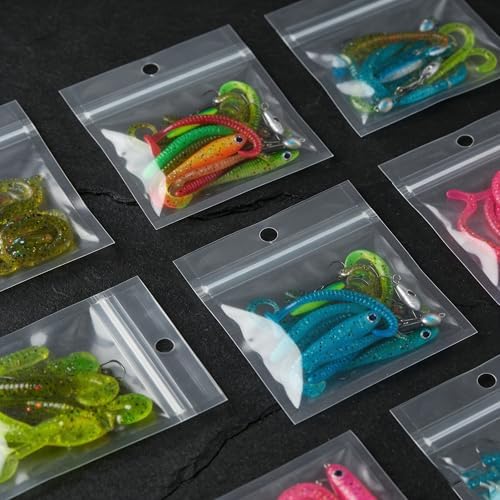 100 Pack Soft Plastic Baits Bags 4”x4" | Heavy-Duty Clear Lock Zipper Lure Packaging Bags - Leakproof Double-Sealed Zipper Storage for Soft Plastic Lures & Fishing Gear | Multiple Sizes - Image 6