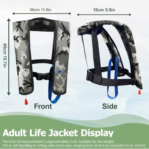 Manual Inflatable Life Jacket for Adults| Supports up to 330 lbs - Image 4