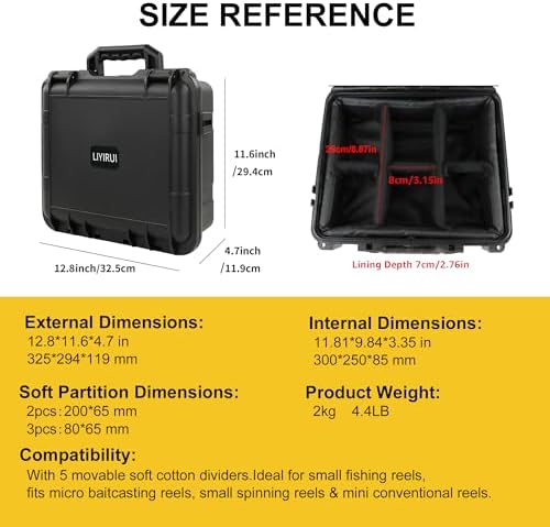 Fishing Reels Storage Case,Tackle Accessories Storage Handcase,Black,Medium - Image 4