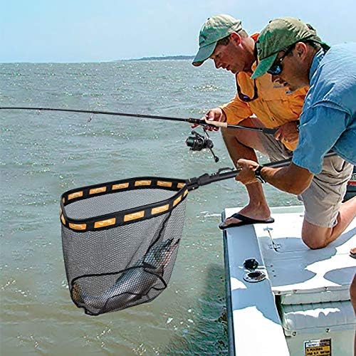 PLUSINNO Floating Fishing Net for Steelhead, Salmon, Fly, Kayak, Catfish, Bass, Trout Fishing, Rubber Coated Foldable Landing Net with Fixed or Telescoping Pole Handle, Fishing Gear and Gifts for Men - Image 6