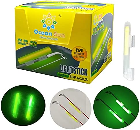 100PCS Ocean Sun Clip Snap On Fishing Glow Sticks Rod Tips， Pole Light for Catfishing Surf Bank in The Dark by linguang