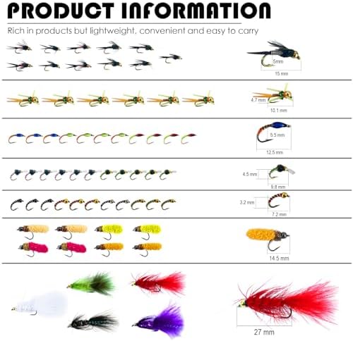 64 Pcs Fly Fishing Flies Assortment Kit with Fly Box - Image 2