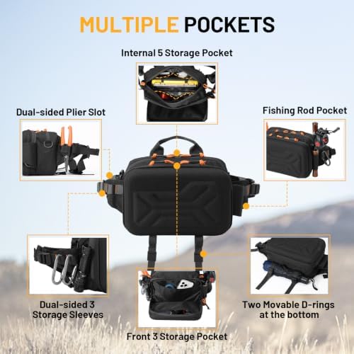 AUMENТAR Fishing Waist Bag, Lure Fishing Fanny Pack, Hard Shell Tackle Bag - Image 4