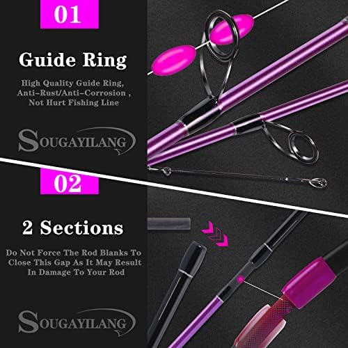 Sougayilang Fishing Pole, 30-Ton Carbon Fiber Fishing Rod and Reel Combo, 2 Pcs Blanks Spinning Reel Combos - Image 3