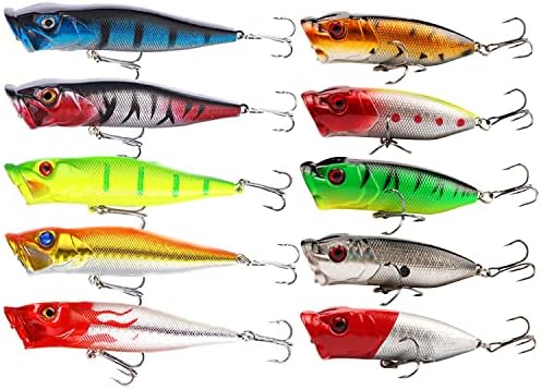 Popper Fishing Lures Topwater Hard Baits Swimbait with Treble Hook by FANGBLUE