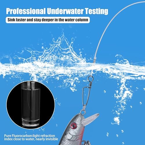 Fluorocarbon Fishing Leaders, 24pcs Invisible Wire Leader Line with Swivels Snap Fluorocarbon Fishing Line Leader Connects Lures Bait or Hooks for Saltwater Freshwater 20lb-50lb - Image 5