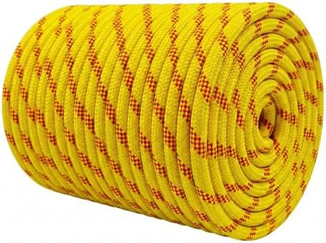 1/2 Inch Arborist Rigging Rope (250 Ft) - ASTM F2116 Certified (9,000 lbs MBS / 900 lbs SWL) - Static Polyester Bull Rope for Tree Climbing, Nautical Rigging & Swings (Yellow) by Glfcai