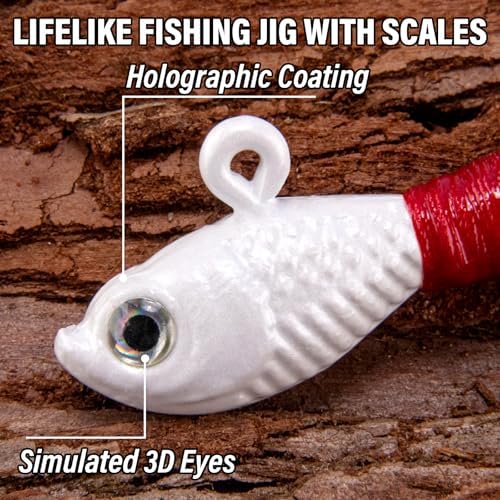 Alwonder 5-Pack Bucktail Jigs Hair Jigs Saltwater Freshwater Fishing Bucktail Lures Surf Fishing Jig Heads White Luminous Chartreuse Swimbait Jig for Bass Flounder Striper Bluefish Halibut Redfish - Image 2