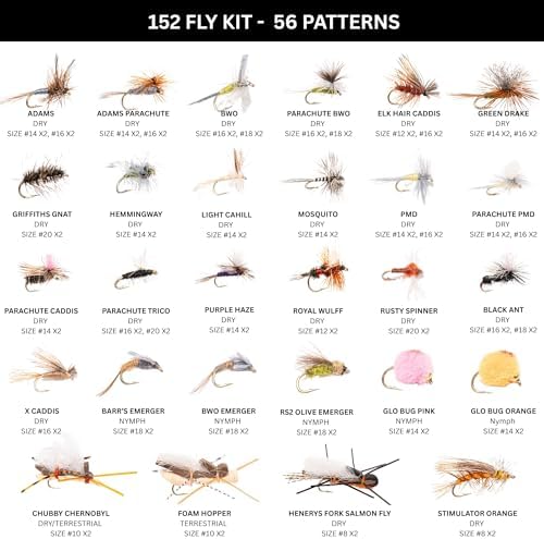 64-268 Piece Fly Fishing Flies Kit | Premium Hand Tied Trout Flies Assortment | Dry Flies, Nymphs, Streamers, Wooly Buggers, Terrestrials | Fly Box, Fly ID Card | Bass, Panfish - Image 3