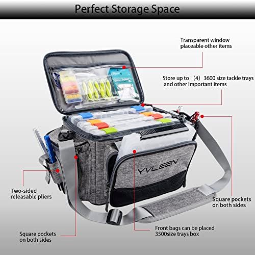 YVLEEN Fishing Tackle Box Bag - Outdoor Large Fishing Tackle Storage Bag - 100% Water-Resistant Polyester Material - Fishing Tackle Bags - Suitable for 3600 Tackle Box - Image 2