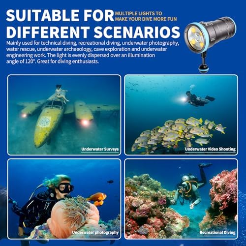 Seal CF 6000 Lumen Dive Light for Underwater Photography, 100m Underwater Video Light 96 CRI with 120 Degree Wide Beam Angle Scuba Flashlight for Professional Dive Photography Fill Light - Image 6