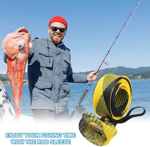 PATIKIL Rod Sock, Fishing Rod Sleeve Cover Braided Mesh Pole Protector Gloves Fishing Tools Pointed End for Spinning Fishing Rod Fly Rod Ice Rod Casting Rod - Image 7