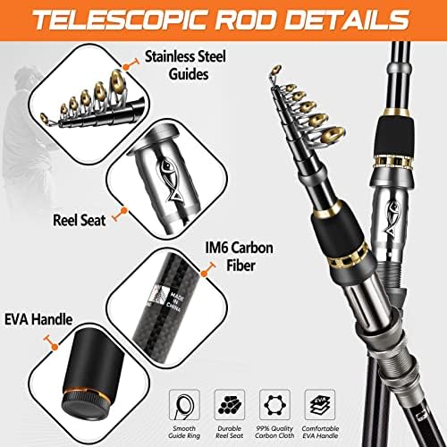 PLUSINNO Collapsible Telescopic Fishing Rod Pole and Reel Combo Starter Kit - Image 3