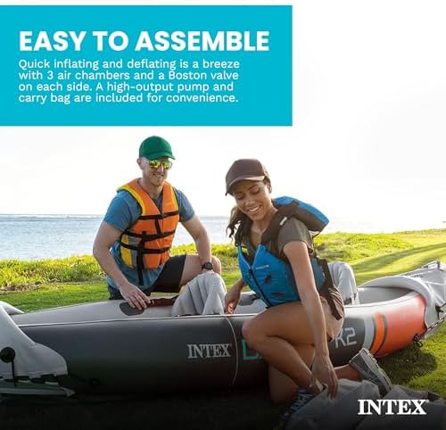 INTEX Dakota K2 Inflatable Kayak 2-Person Portable Set with Paddles & Pump - Image 6
