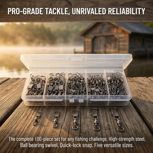 MOBOREST Fishing Swivels Snap Swivels Barrel Swivels with Snaps - Image 3