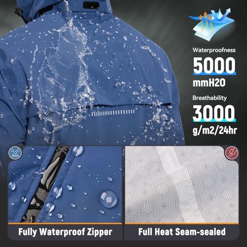 baleaf Men's Rain Jacket Waterproof Hood Lightweight Reflective Packable - Image 3
