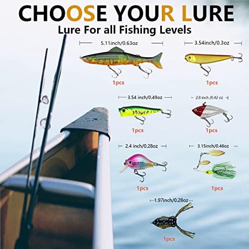 Fishing Lures Kit Set, Baits Tackle Including Crankbaits, Topwater Lures, Spinnerbaits, Worms, Jigs, Hooks, Tackle Box and More Fishing Gear Lures for Bass Trout - Image 3