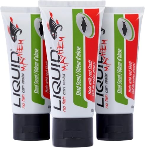 Liquid Mayhem Shad Fish Attractant Gel 60 ml / 2 oz · 60 Uses – Real Anchovy Bait & Aminos | UV-Enhanced Long-Lasting Gel – All Lure Types by LiquidMayhem