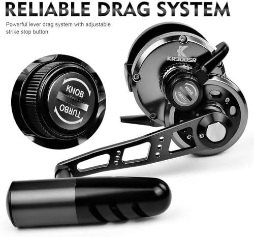Jigging Reel Conventional Reels - Lever Drag Saltwater Heavy Duty Deep Ocean Big Game Offshore Round Aluminum Trolling Reel - Black Saltwater Jigging Fishing Reels - Image 6
