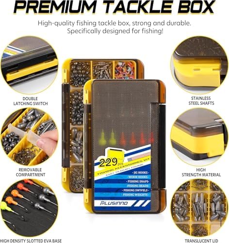 PLUSINNO 253/387pcs Fishing Gear Accessories Kit, Fishing Tackle Box with Tackle Included, Fishing Hooks, Fishing Weights Sinkers, Spinner Blade, Fishing Equipment for Bass Trout Bluegill Crappie - Image 3