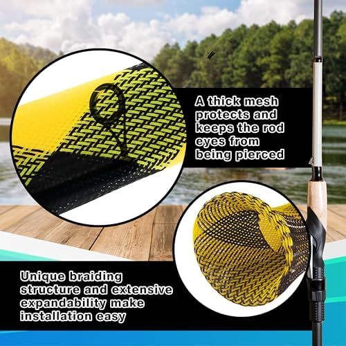 Reaction Tackle Rod Socks, Fishing Rod Sleeves and Covers for Spinning and Casting Rods, Breathable Mesh Rod Protectors with Elastic Band (2-Pack) - Image 4