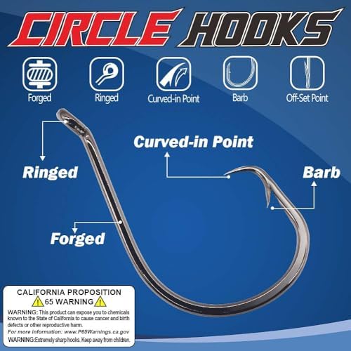XFISHMAN Circle Hooks - Octopus Hooks Saltwater - 50 Pack #1 12/0 - Image 2