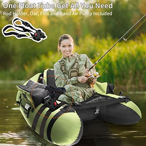 Fishing Float Tube with Adjustable Backpack Straps, Storage Pockets, Fish Ruler, Fly Fishing Boat with Pump, Oar, Rod Holder and Mount, Fins, 350LBS Load Bearing Capacity, FT003 - Image 4