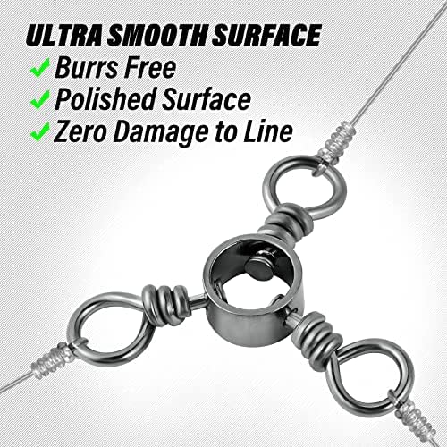 Dr.Fish 50 Pack 3 Way Swivel Fishing Tackle 30-220Lb Catfish Swivels Three Way Rigs Freshwater Saltwater Catfish Tackle - Image 5