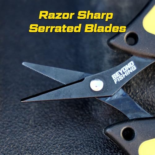 Beyond Fishing - 4.5” Fishing Scissors for Braided Line, Stainless Steel with Serrated Blades, Non Slip Grip, Large Finger Holes Fishing Line Cutter - Image 4