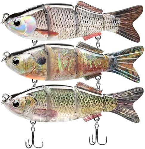 TRUSCEND Swimmax Easy Catch Fishing Lures with BKK Hooks, Wiggling, Vibrating, Rattling and Gurgling for More Bite, Heavy-Duty Dyneema Fiber Jointed Swimbaits for Bass, Trout, Walleye, Crappie, Pike by TRUSCEND
