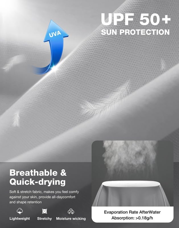 Men's Sun Protection Swim Long Sleeve UPF 50+ Rash Guard Lightweight Shirts - Image 6