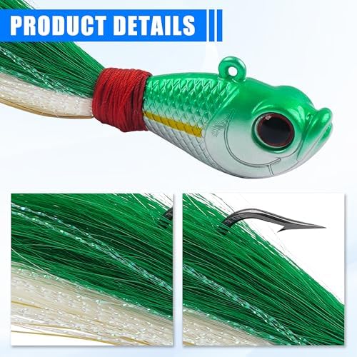 Bucktail Jigs Saltwater Fishing Lures Surf Bucktail Hair Fishing Jigs Swimbait Jig Heads for Freshwater Saltwater Bass Flounder Striper Bluefish Halibut Redfish - Image 3