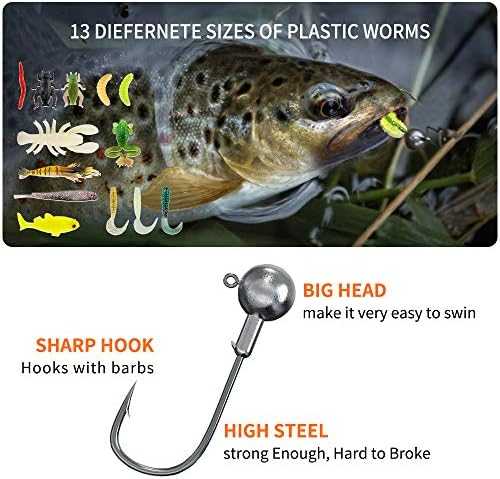 GOANDO Fishing Lures Kit for Freshwater Bait Tackle Kit for Bass Trout Salmon Fishing Accessories Tackle Box Including Spoon Lures Soft Plastic Worms Fishing Gifts - Image 4