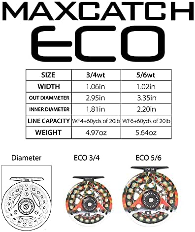 M MAXIMUMCATCH Maxcatch ECO Large Arbor Fly Fishing Reel (3/4wt 5/6wt 7/8wt) and Pre-Loaded Fly Reel with Line Combo - Image 4