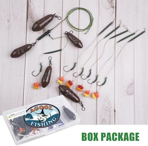 Carp Fishing Rigs Kit Carp Hair Rig with Carp Sinker Weights Carp Hooks Corn Bait Leader Rigs Quick Change Rolling Swivels Sleeves Carp Fishing Equipment Accessories - Image 6