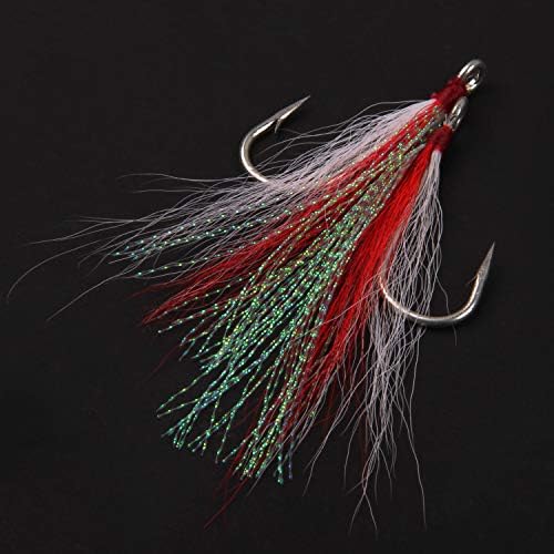 Bucktail Teasers Fishing Hooks Saltwater Flounder Rig Bucktail Mylar Teasers Inserted Stainless Steel Fishing Teaser Hooks for Striped Bass Trout Catfish Cod Flounder Hi/Lo Rig Jigs Spoons Lures - Image 6