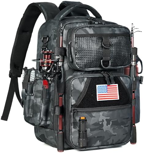 Ghosthorn Fishing Backpack with Rod Holder, Tackle Storage Bag Lightweight by Ghosthorn