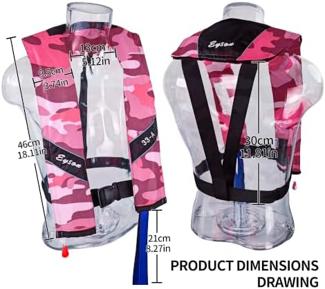 Automatic Inflatable Life Jackets for Women,Life Vest for Adults,Preserver PFD for Women,Supports Weight up to 330 pounds - Image 2