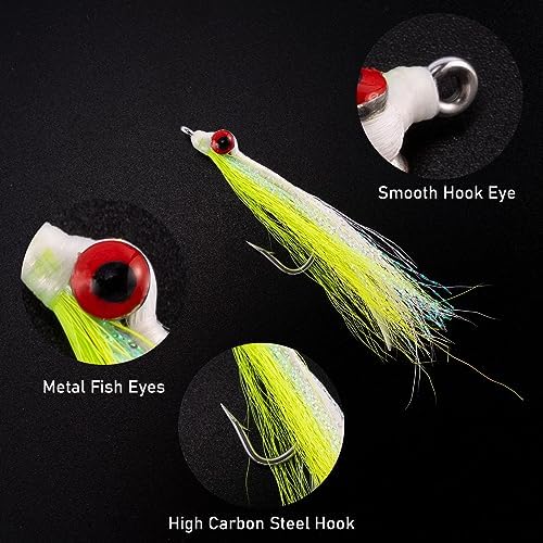 Dr.Fish 6 Pack Clouser Minnow Fishing Flies Streamer Hand Tied Bass Fly Fishing Lure Artificial Baitfish Smallmouth Saltwater Freshwater Striper Flounder Lures - Image 5