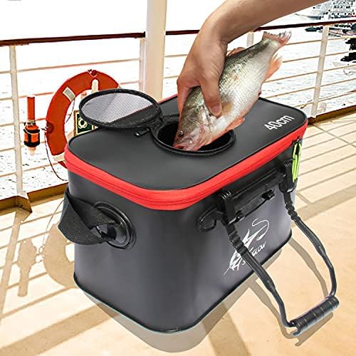 Grneric Fishing Bucket, 6Gallon/8Gallon/10Gallon Foldable Fish Bucket,Live Fish Container Multi-Functional Live Fish Bait Bucket,Outdoor Camping EVA Fishing Bag and Fish Protection Bucket - Image 3