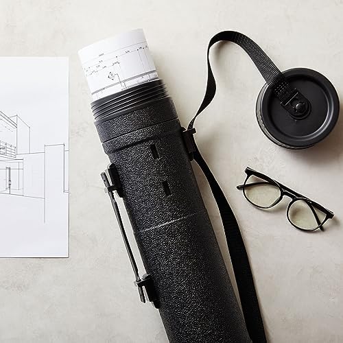Juvale Extendable Poster Tube - Telescoping 30-49 in Poster Carrying Case - Adjustable Shoulder Strap Blueprint Tube - High-Capacity Art Storage - 5 in Diameter, Black - Image 4