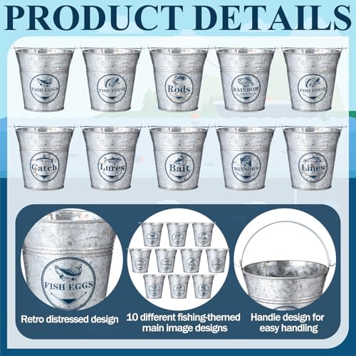 Suclain 20 Pcs Mini Fishing Birthday Party Decorations Mini Fishing Buckets - Image 2
