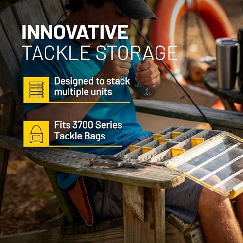 Plano EDGE 3700 Premium Tackle Utility Box, Gray and Yellow, Stackable Organizers, Waterproof, Rust-Resistant Bait and Tackle Storage, Standard (Pack of 4) - Image 4